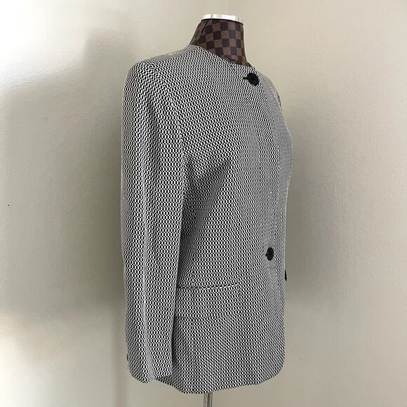 Emanuel Ungaro Ladies Blazer Jacket Sz 8 /42 Black White OpArt Checker Vintage - Picture 3 of 11